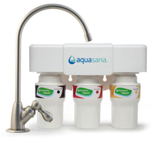 Aquasana 3-Stage Under Sink Water Filter System with Brushed Nickel Faucet